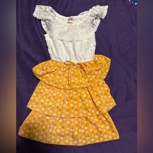 Charming White and Yellow Kids Dress